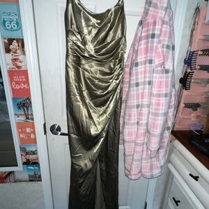 Elegant Olive Green Satin Gown